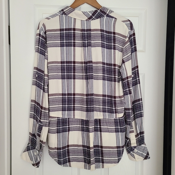 BOGO! Anthropologie Cloth and Stone Plaid Flannel Button Down Top Size M - Picture 3 of 5